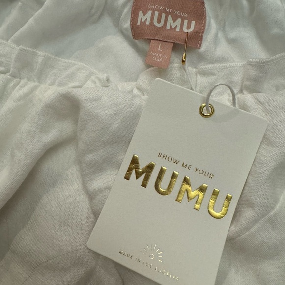 Show Me Your Mumu high volume mini dress white linen - Picture 3 of 3